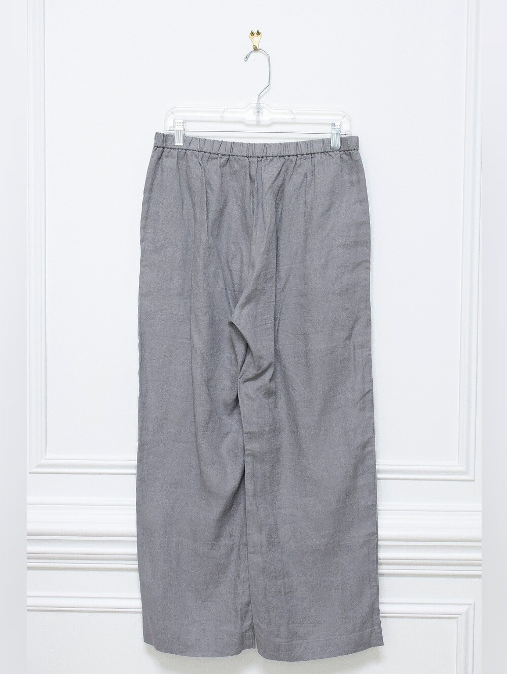 Eileen Fisher Organic Linen Wide Leg Pants Gray Size S Elastic Waist Summer - Picture 5 of 8